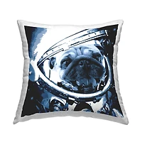 Stupell Industries Astronaut Pug Dog Outer Space Helmet Throw Pillow, 18" x 18"