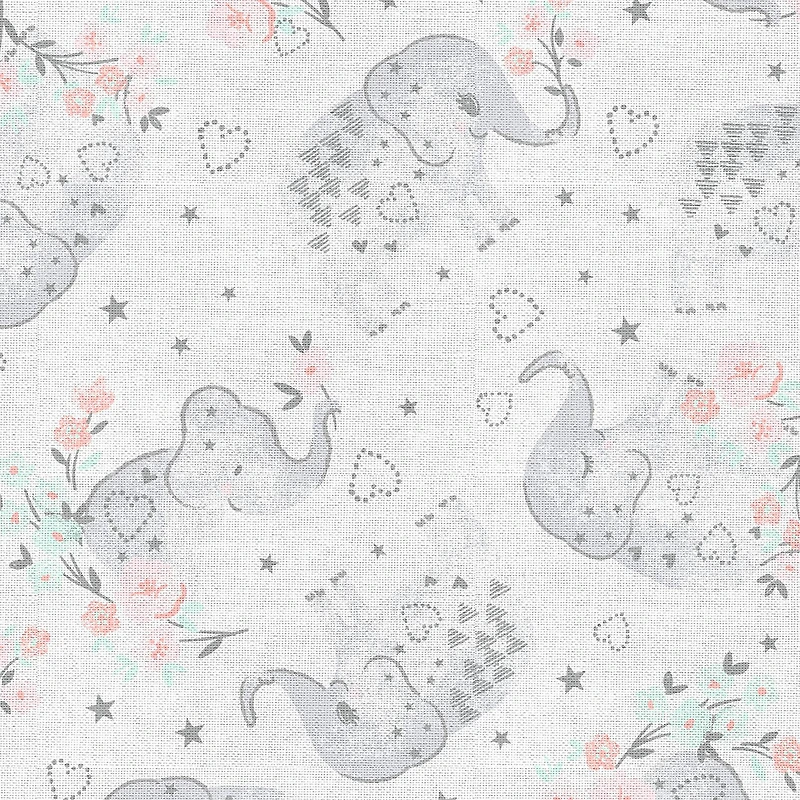 Fabric Editions White Elephant Cotton Fabric