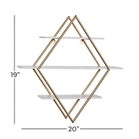 20" Gold Wood Glam Wall Shelf Set