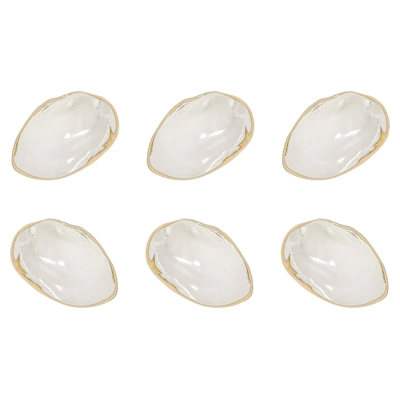 Hello Honey® 13" White Stoneware Shell Plates with Reactive Glaze, 6ct.