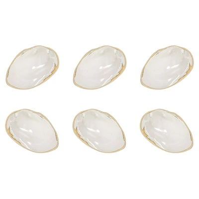 Hello Honey® 13" White Stoneware Shell Plates with Reactive Glaze, 6ct.