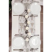 Wizardi 13.75" x 67" Silver Pine Trees Christmas Table Runner