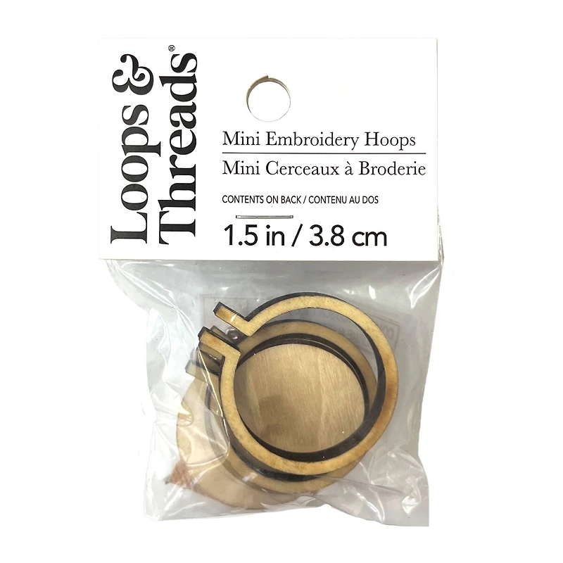 1.5" Mini Wood Embroidery Hoops, 3ct. by Loops & Threads®