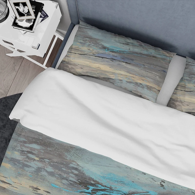 Designart 'Rock Teal Panel I' Geometric Bedding Set