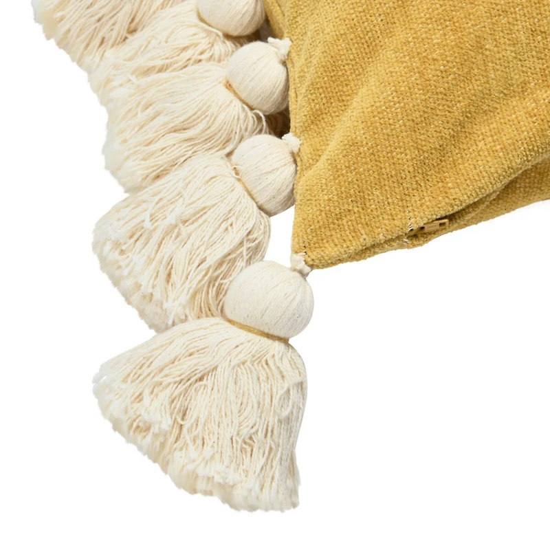 Hello Honey® Yellow Chenille Lumbar Pillow with Tassels