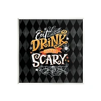 Stupell Industries Eat Drink Be Scary Halloween Pattern Wall Plaque Art