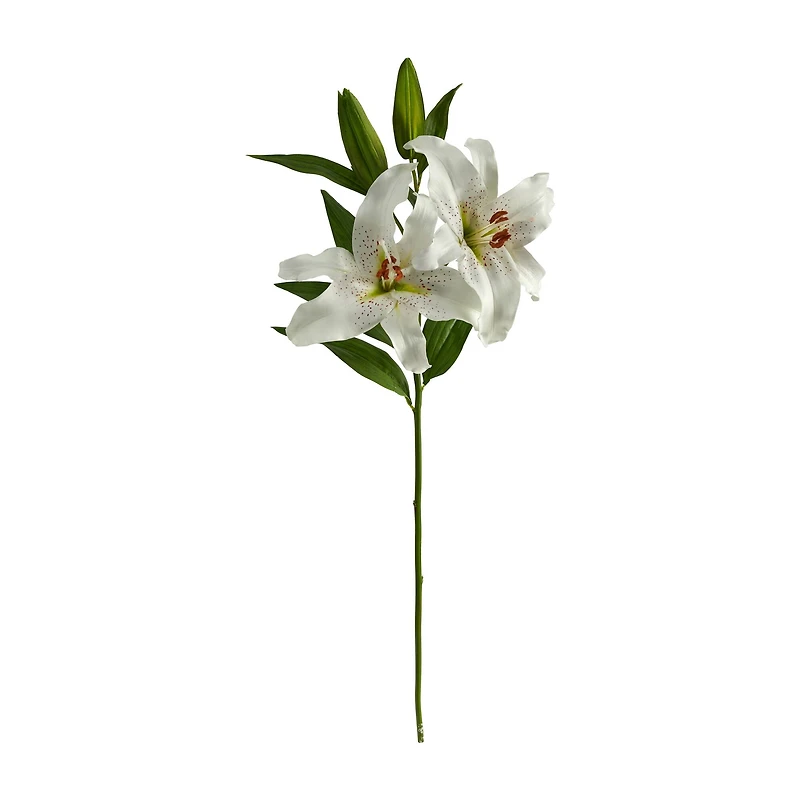 White Ruburn Lily Artificial Flower Stem, 2ct.