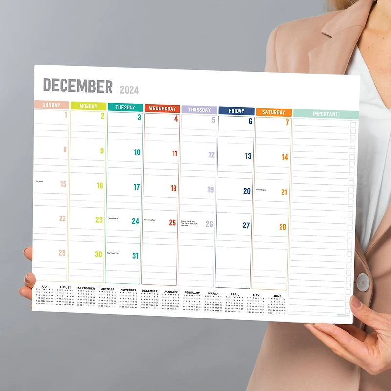 TF Publishing 2024-2025 Medium Rainbow Blocks Desk Pad Calendar