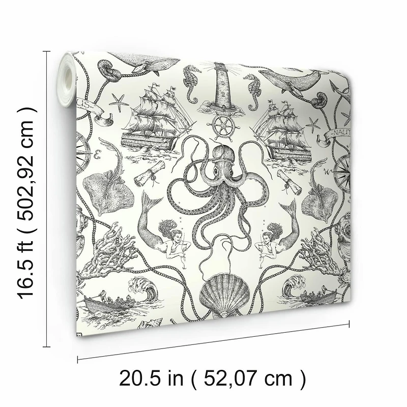 RoomMates Deep Sea Toile Peel & Stick Wallpaper