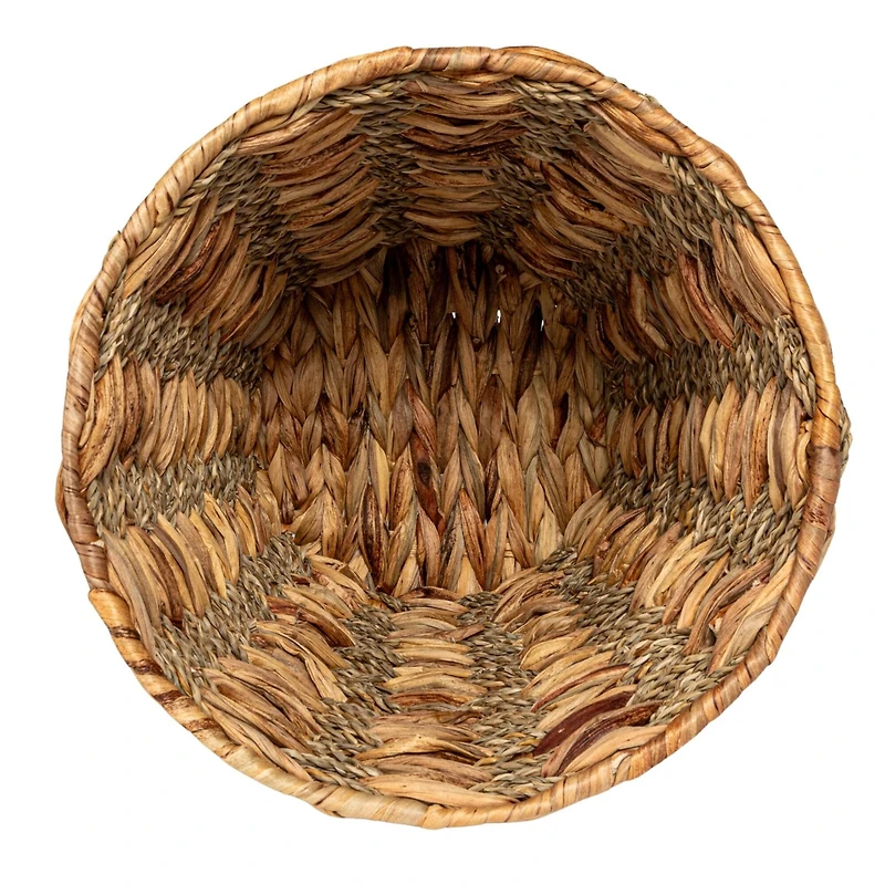 Household Essentials 11" Round Water Hyacinth & Seagrass Waste Basket