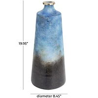 20" Blue Glass Galaxy Inspired Abstract Vase with Gold Top