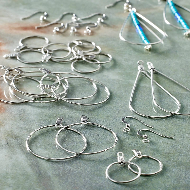 Premium Metals Rhodium Assorted Ear Wires by Bead Landing™