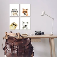 Stupell Industries Adorable Forest Animals with Glasses Owl Fox Framed Wall Art