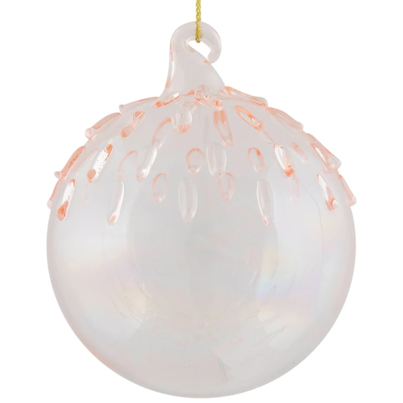 3" Pink Iridescent Glass Ball Ornament