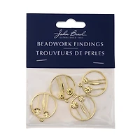 John Bead 25mm Gold Circle with Flowers Beadwork Pendants, 4ct.