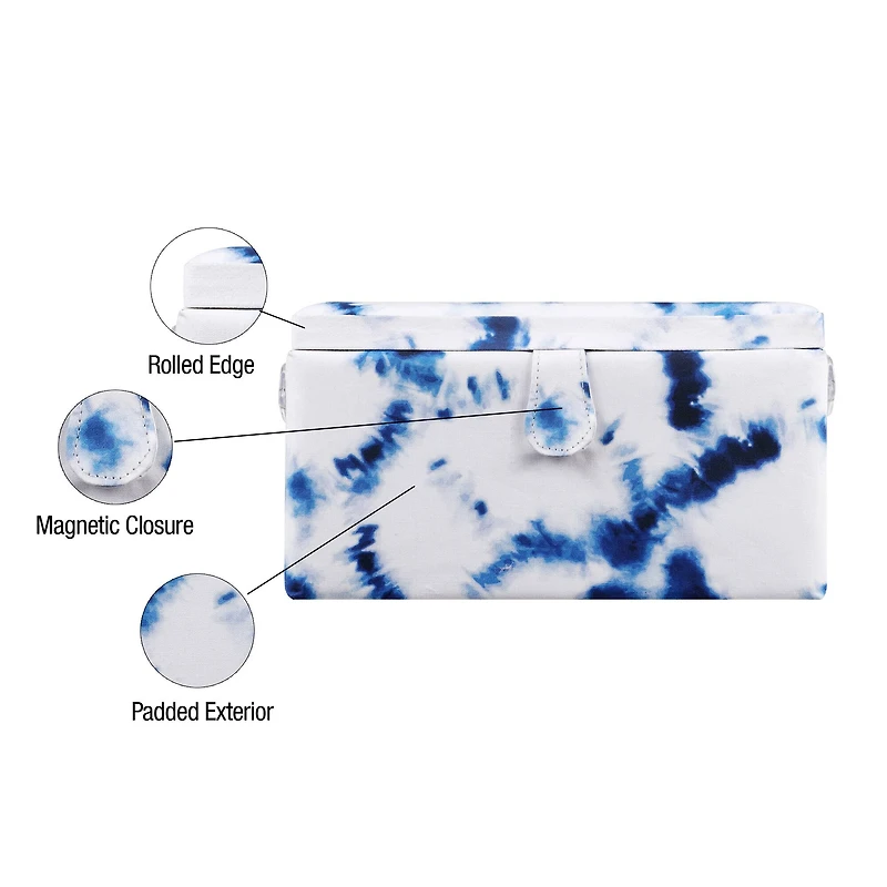 SINGER® Large Blue & White Tie Dye Print Sewing Basket with Sewing Kit