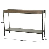 49" Brown Metal Industrial Console Table
