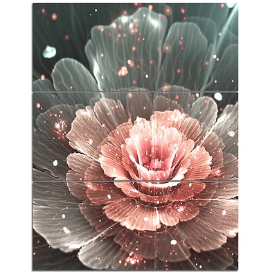 Designart - Abstract Fractal Pink Gray Flower