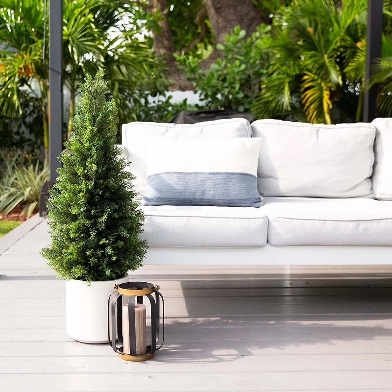 3ft. UV-Resistant Cedar Tree in White Planter