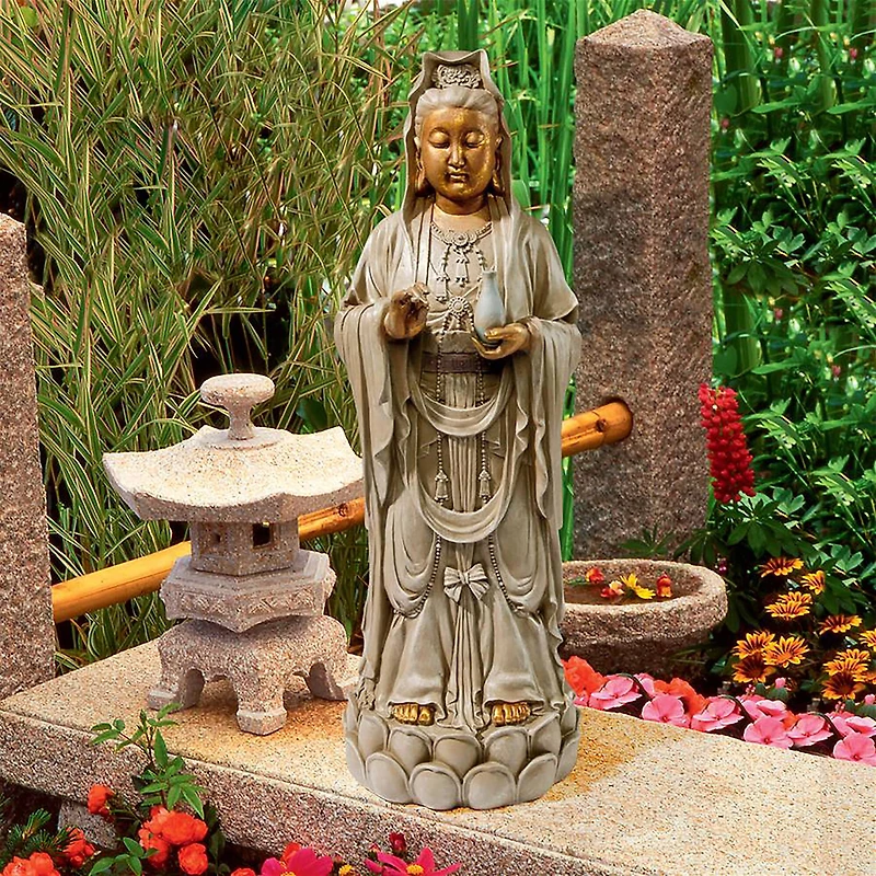 Design Toscano 2ft. Goddess Guan Yin Standing on a Lotus Statue
