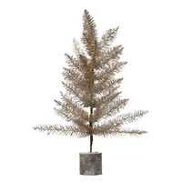 Hello Honey® 23" Silver & Gold Tinsel Tree with Wood Slice Base