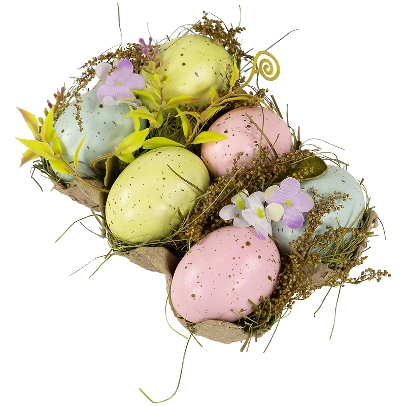 6" Speckled Easter Eggs with Carton Decoration