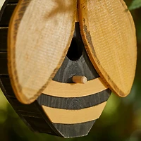 Glitzhome® 11.75" Distressed Wood Bee-Shaped Birdhouse