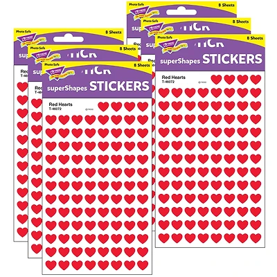 Trend Enterprises® superShapes Red Hearts Stickers, 6 Packs of 800ct.