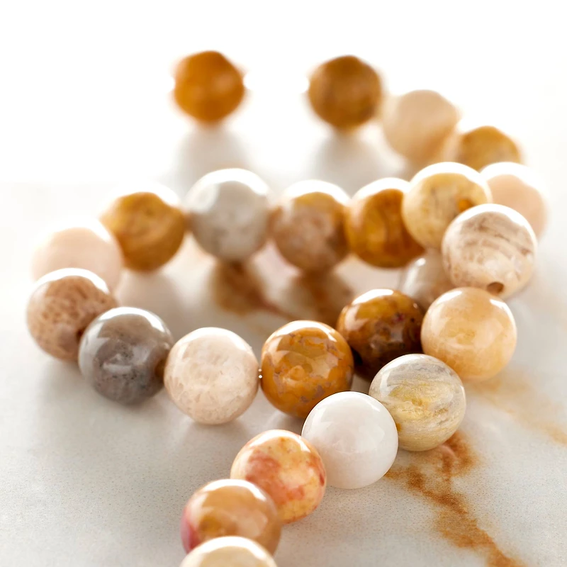 12 Pack: Bamboo Coral Round Beads, 6mm by Bead Landing™