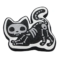 17" Glittery Black & Silver Skeleton Cat Accent Pillow by Ashland®