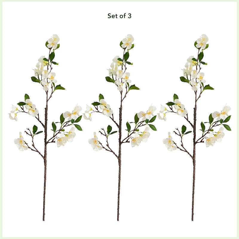 38" White Blossom Flower Stems, 3ct.