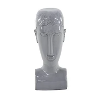 13" Gray Stoneware Man Head Sculpture
