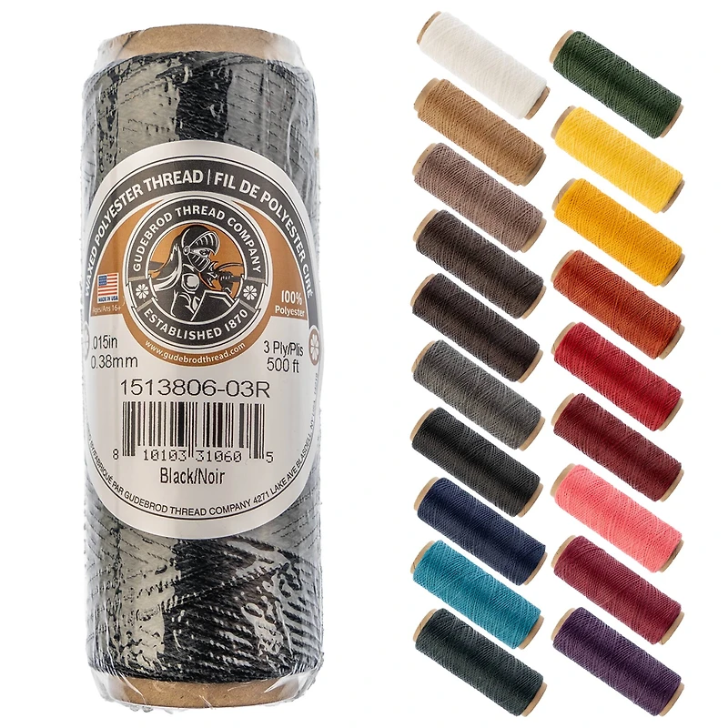 Gudebrod 0.015" 3 Ply Waxed Thread