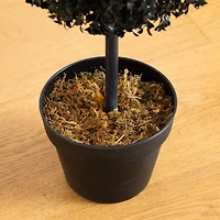 4ft. UV Resistant Artificial Halloween Black Triple Ball Boxwood Topiary (Indoor/Outdoor)