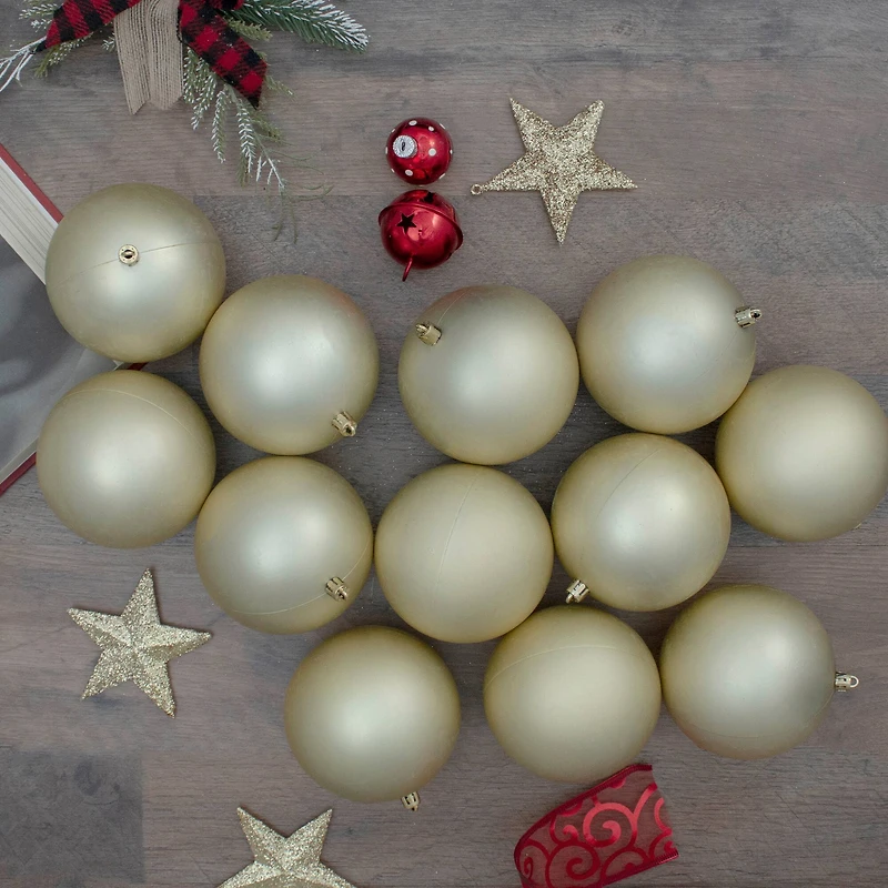 60ct Matte Champagne Gold Shatterproof Ball Ornaments