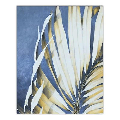 Palm Leaves On Blue 16" x 20" Canvas Wall Art