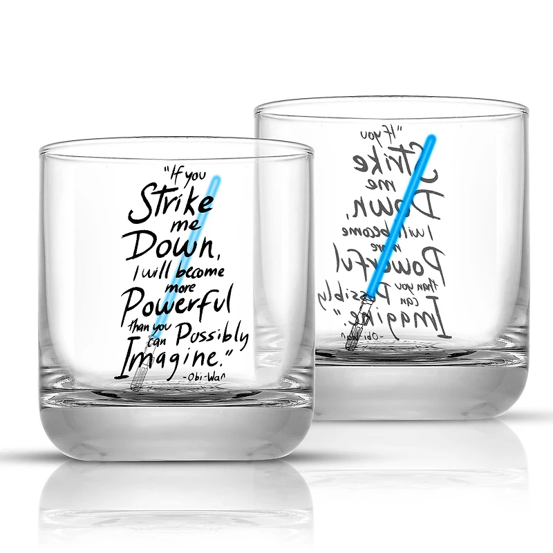JoyJolt® Star Wars™ 10oz. New Hope Obi-Wan Kenobi Blue Lightsaber Short Drinking Glass, 2ct.