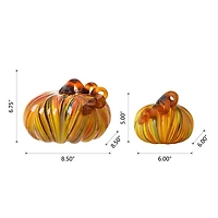 Glitzhome® Multi Striped Glass Short Pumpkin Set