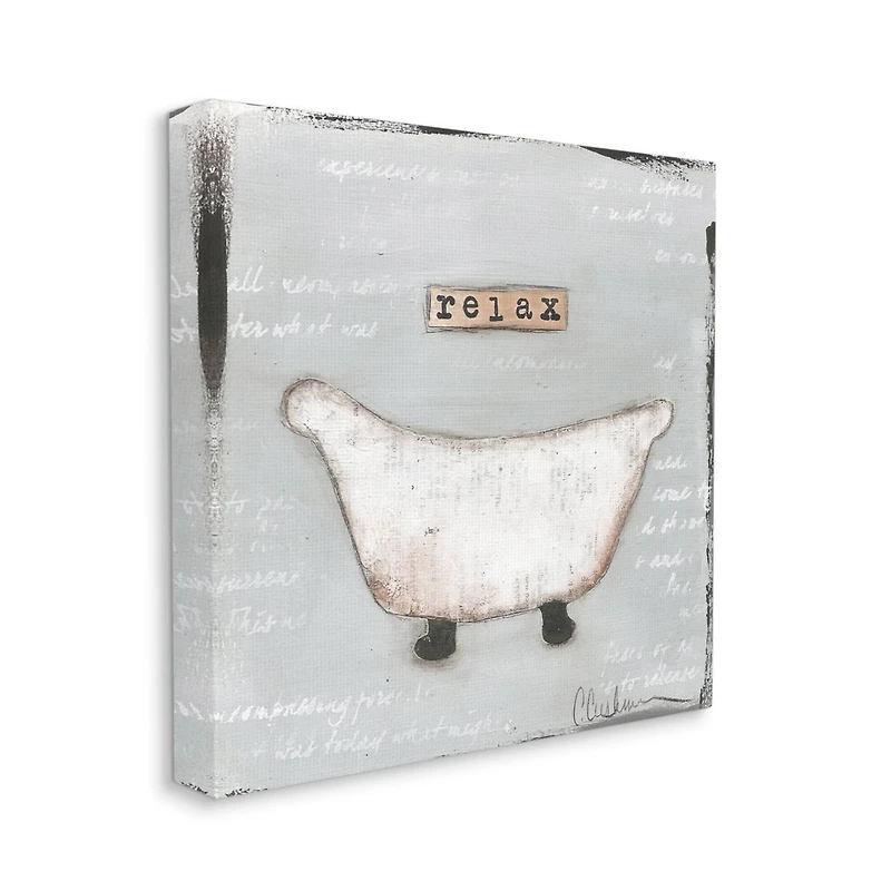 Stupell Industries Relax Bathtub Pastels Bath Canvas Wall Art