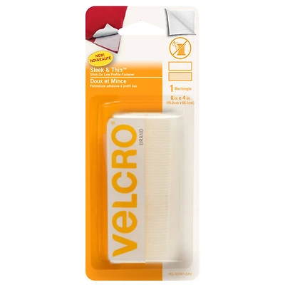 VELCRO® Brand Sleek & Thin™ White Stick On Fastener Rectangle