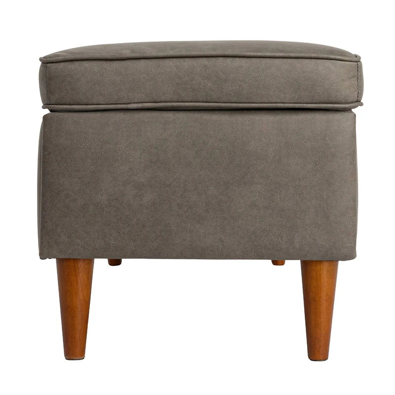 Hello Honey® Atley Ash Gray Vegan Leather Upholstered Storage Bench