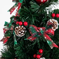 3ft. Pre-Lit Fir Artificial Christmas Tree in Planter, Clear Fiber Optic Lights