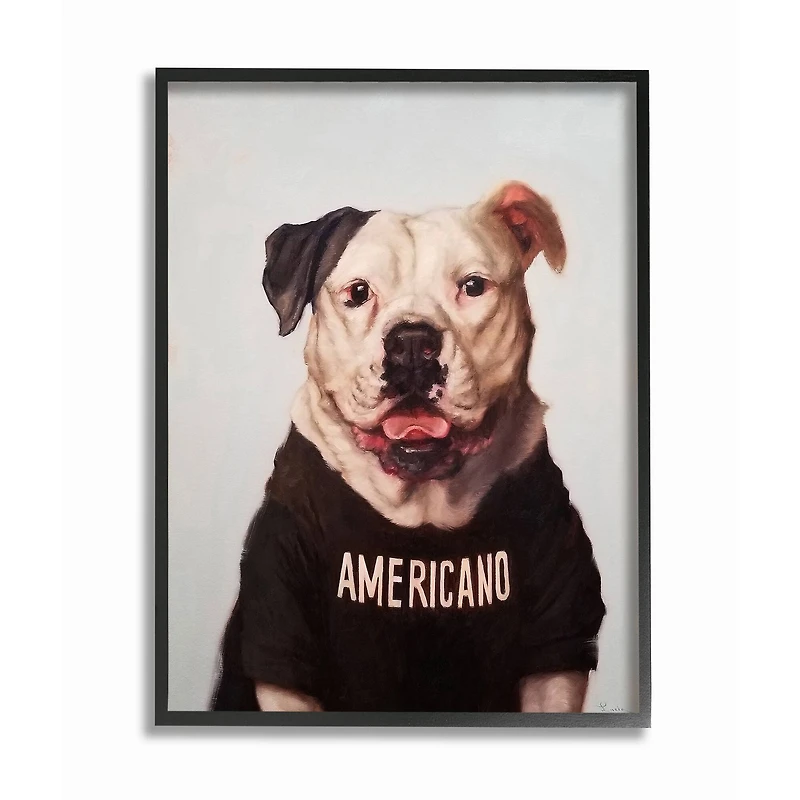 Stupell Industries Americano American Bulldog Black Framed Wall Art