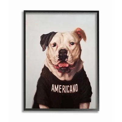 Stupell Industries Americano American Bulldog Black Framed Wall Art