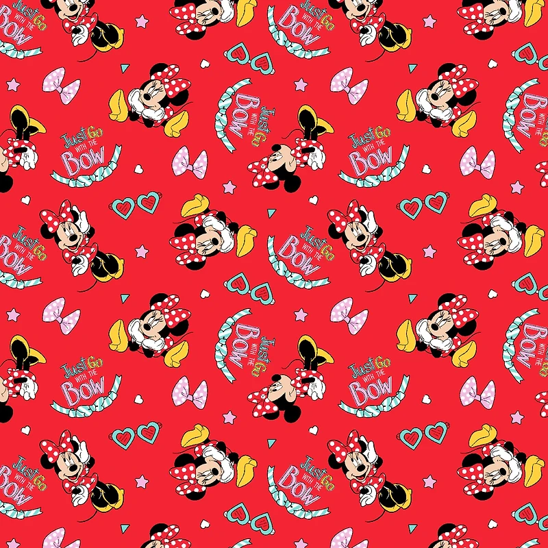 Disney® Minnie Mouse Red Go With The Bow Knit Fabric