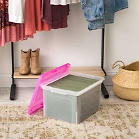 IRIS Pink & Clear Snap Tight Plastic File Organizer Box, 4ct.