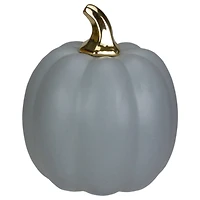 7" Gray & Gold Fall Harvest Ceramic Pumpkin Decoration