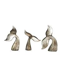 Silver Whale Tail Sculpture Set