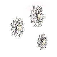 Habitat Decor Maggie Black & Gold Flower Metal Wall Art Set
