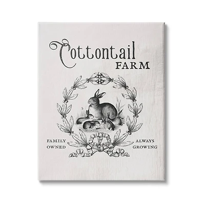 Stupell Industries Cottontail Farm Vintage Advertisement Rabbit Family Country Illustration Canvas Wall Art